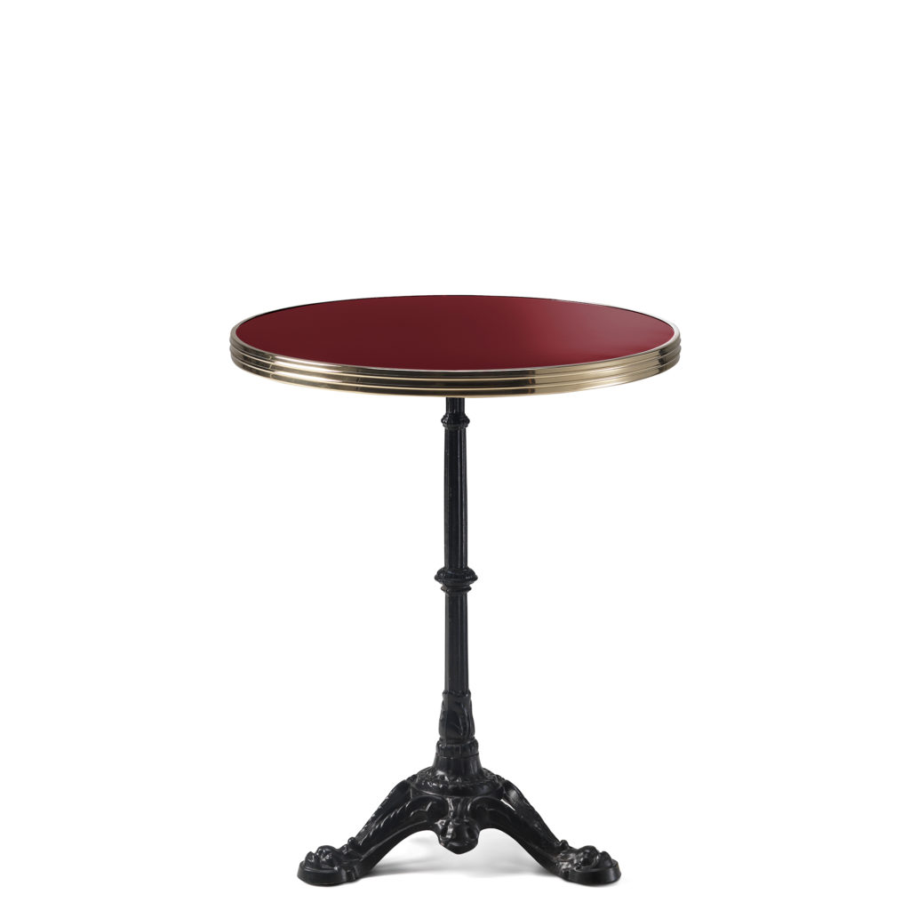 Table bistrot ronde émail rouge pourpre diamètre 60 cm