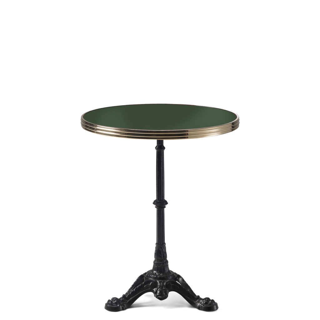 Table bistrot ronde émail vert oxyde chromique diamètre 60 cm