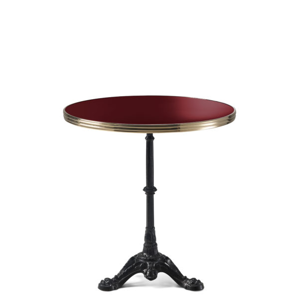 Table bistrot ronde émail rouge pourpre diamètre 70 cm