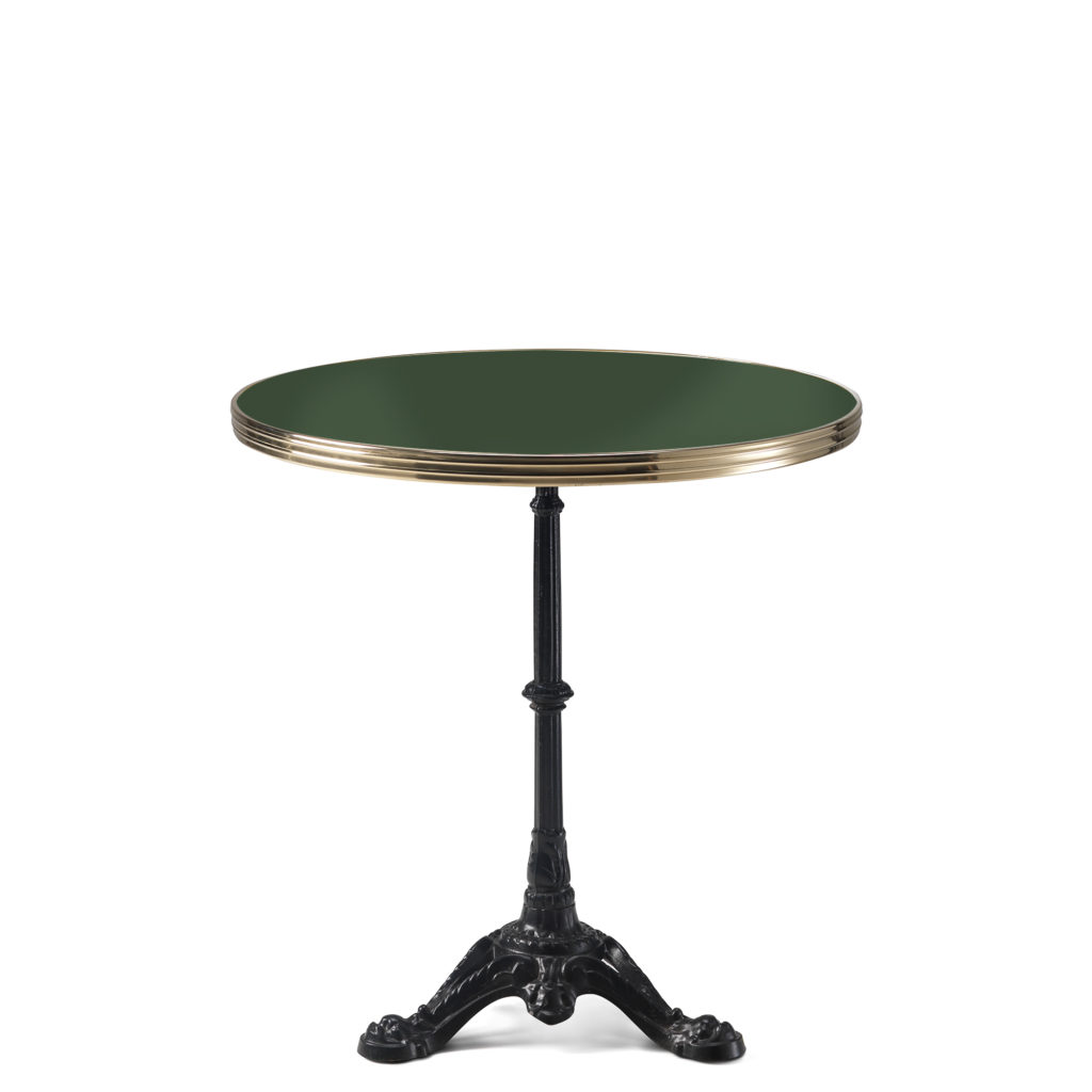 Table bistrot ronde émail vert oxyde chromique diamètre 70 cm