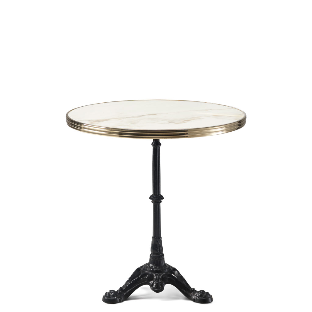 Table bistrot ronde céramique blanche diamètre 70 cm