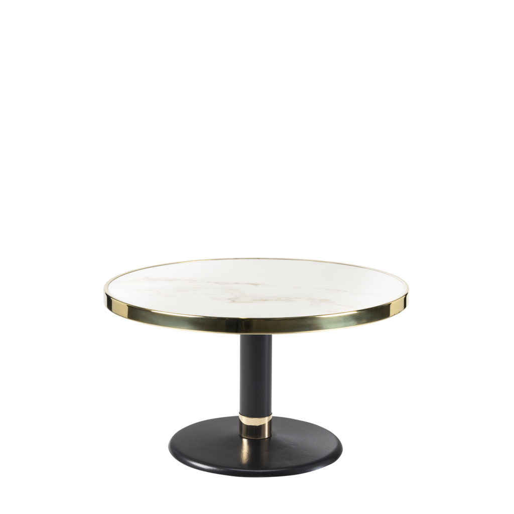 Table basse lounge ronde céramique blanc diamètre 70 cm