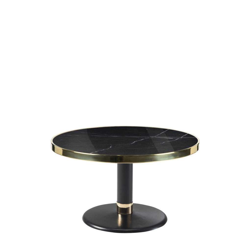 Table basse lounge ronde céramique noir diamètre 70 cm