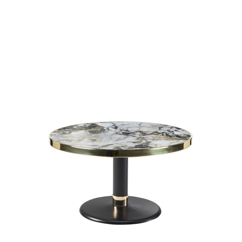 Table de bistrot basse lounge ronde céramique onyx diamètre 70 cm