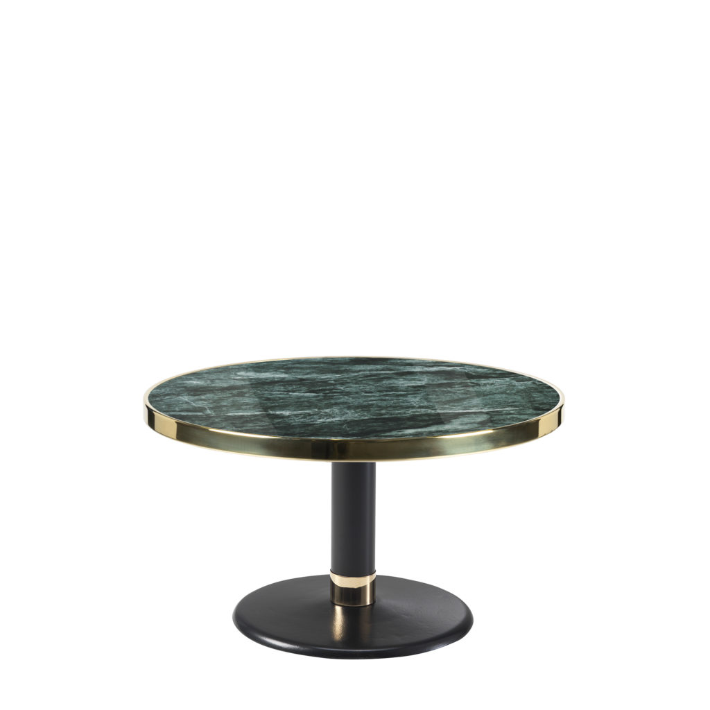 Table basse lounge ronde céramique vert intense diamètre 70 cm