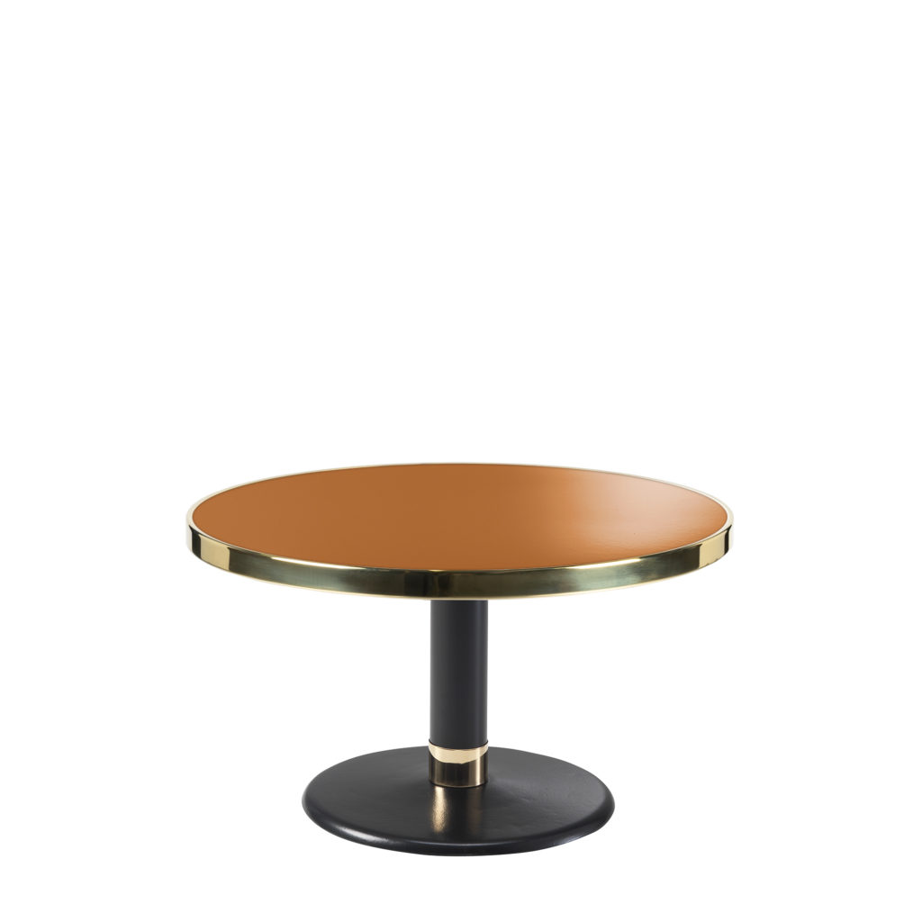 Table basse lounge ronde acier émaillé terre de sienne diamètre 70 cm