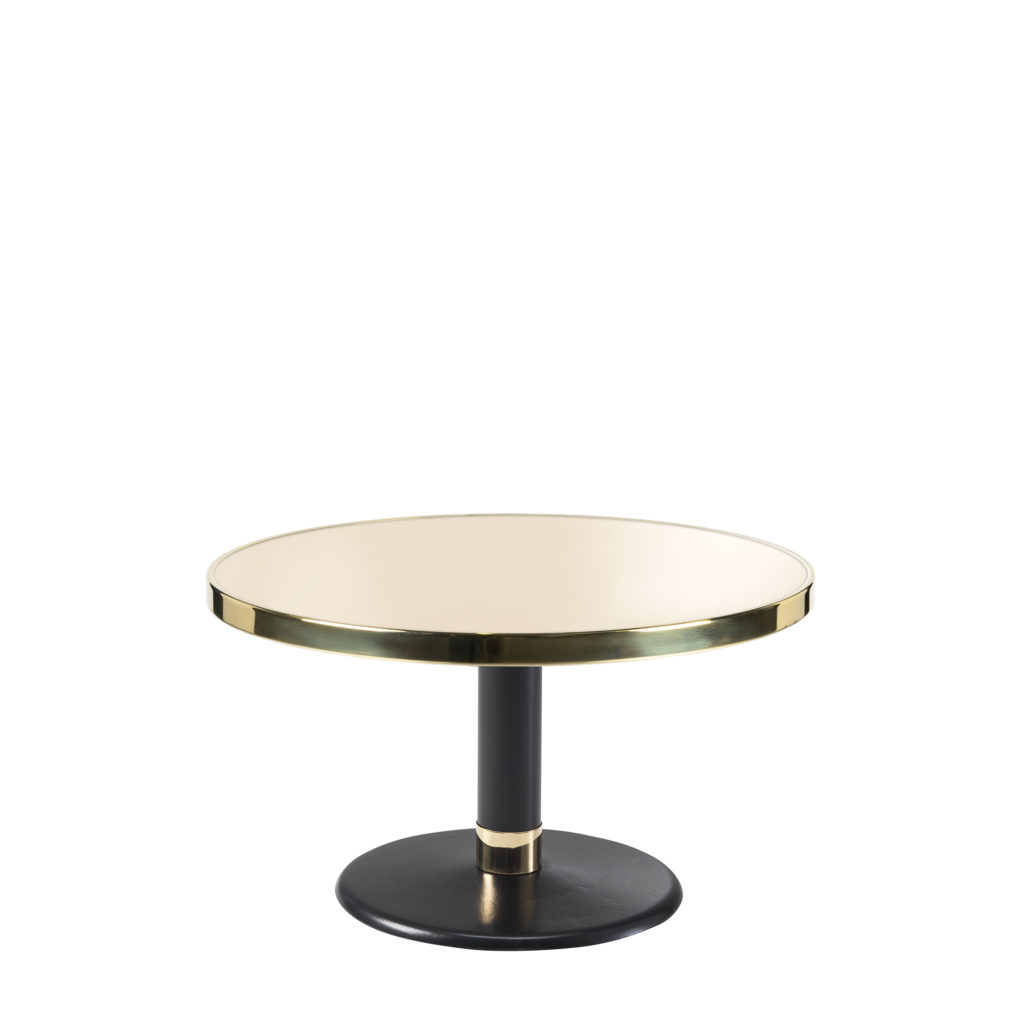 Table basse lounge ronde acier émaillé ivoire clair diamètre 70 cm