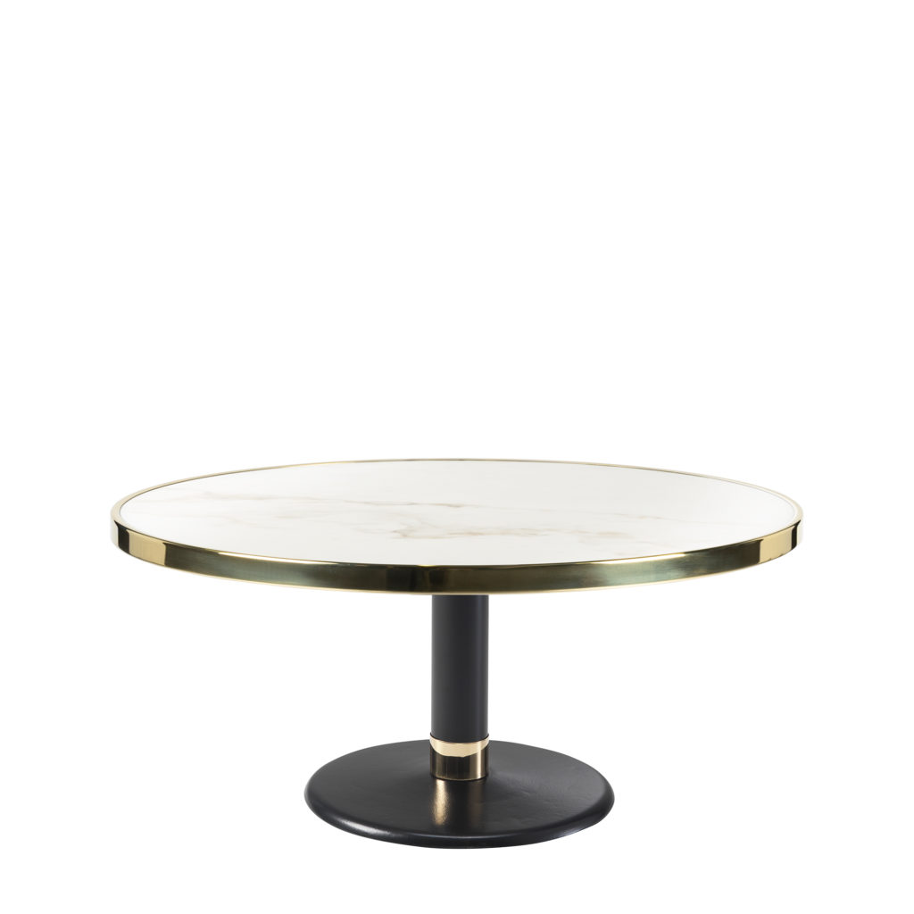 Table basse lounge ronde céramique blanc diamètre 90 cm