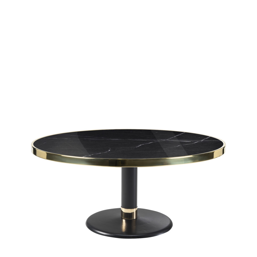 Table basse lounge ronde céramique noir diamètre 90 cm