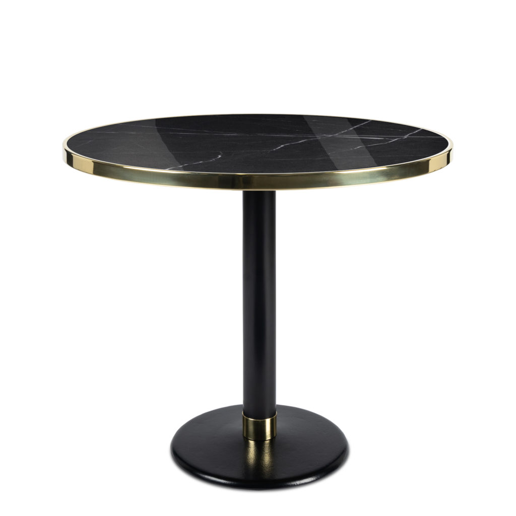 Table de bistrot en céramique noir diamètre 90 cm