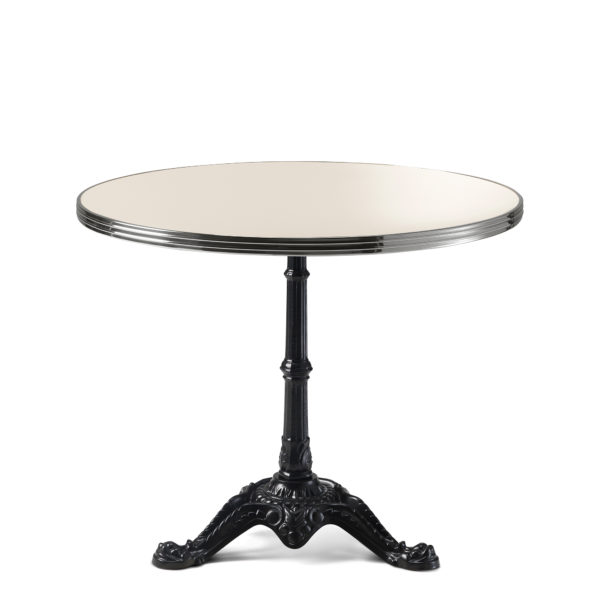 Table bistrot ronde émail blanc crème diamètre 90 cm
