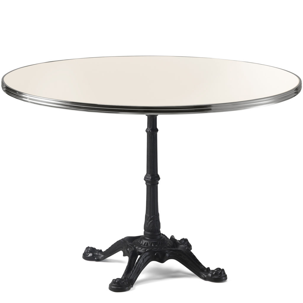 Table de bistrot ronde émail blanc crème diamètre 120 cm