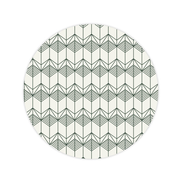 Table Ardamez acier émaillé banc crème et sérigraphie vert bouteille diamètre 90 cm vue du dessus