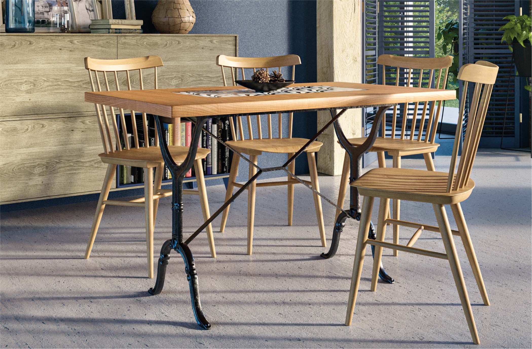Ambiance salon avec table de bistrot en chêne 120 x 70 cm