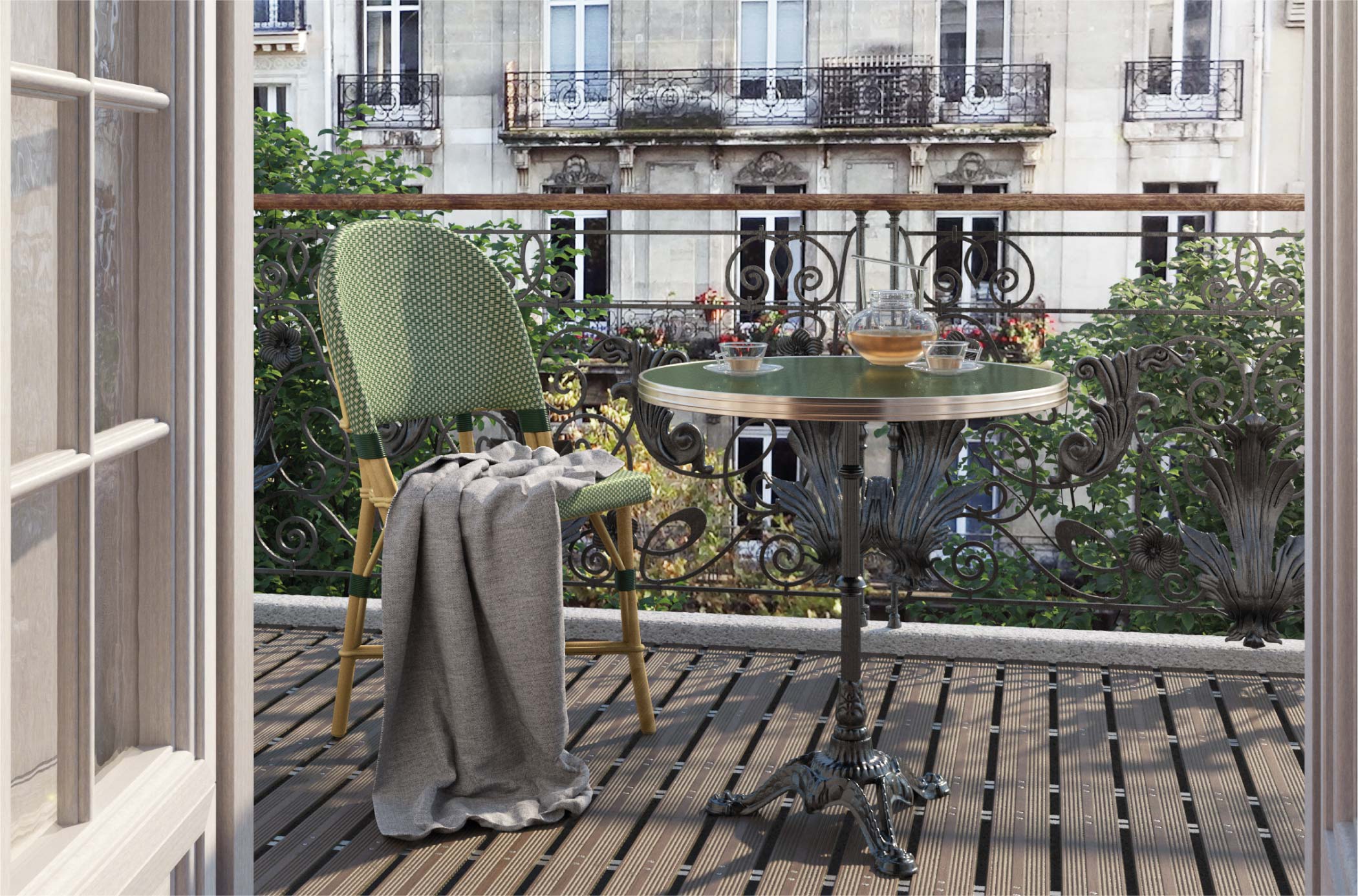 ambiance terrasse Parisienne guéridon bistrot émaillé ø70 cm
