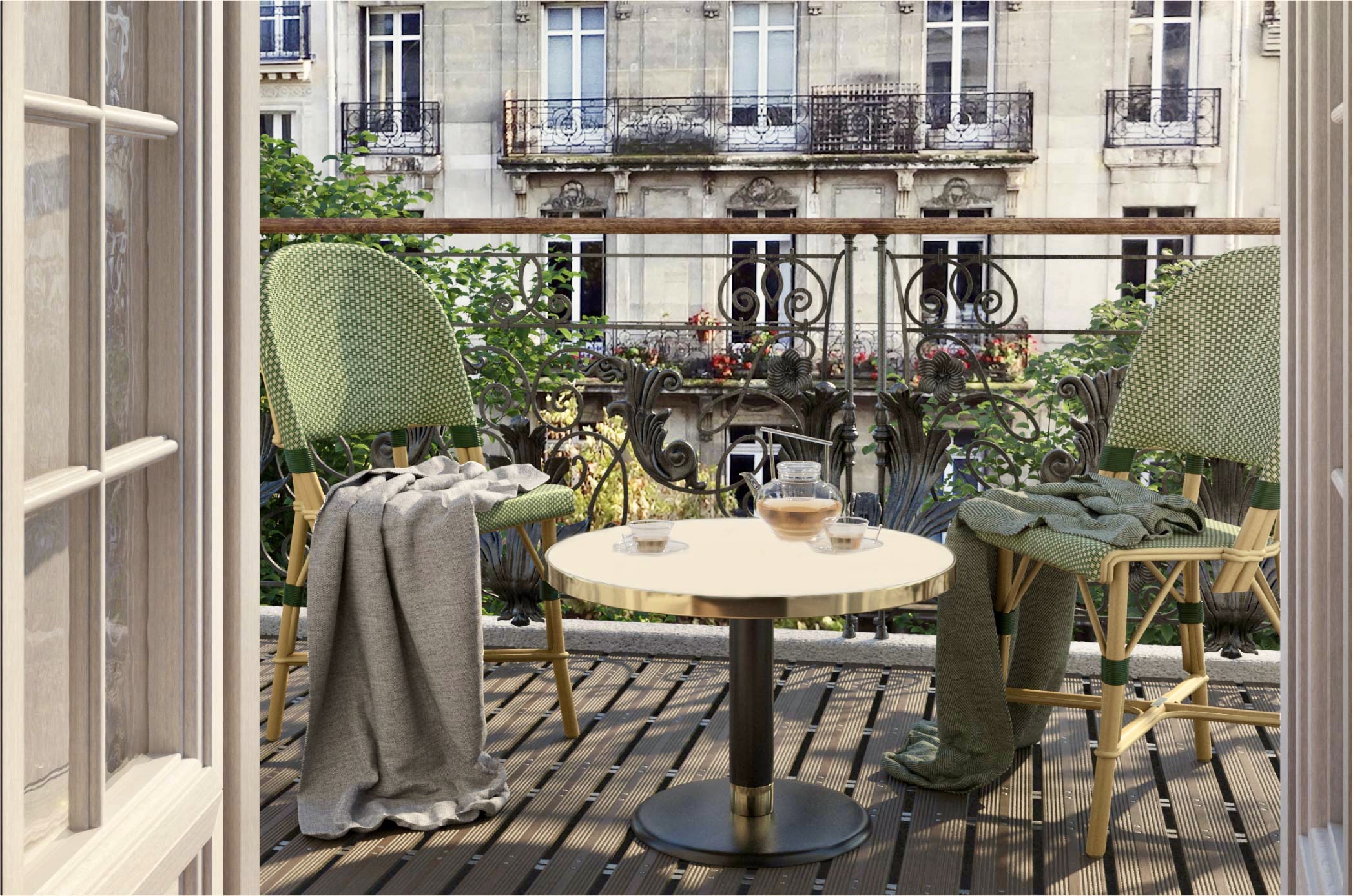 Ambiance terrasse table basse lounge ivoire claire ø70 cm